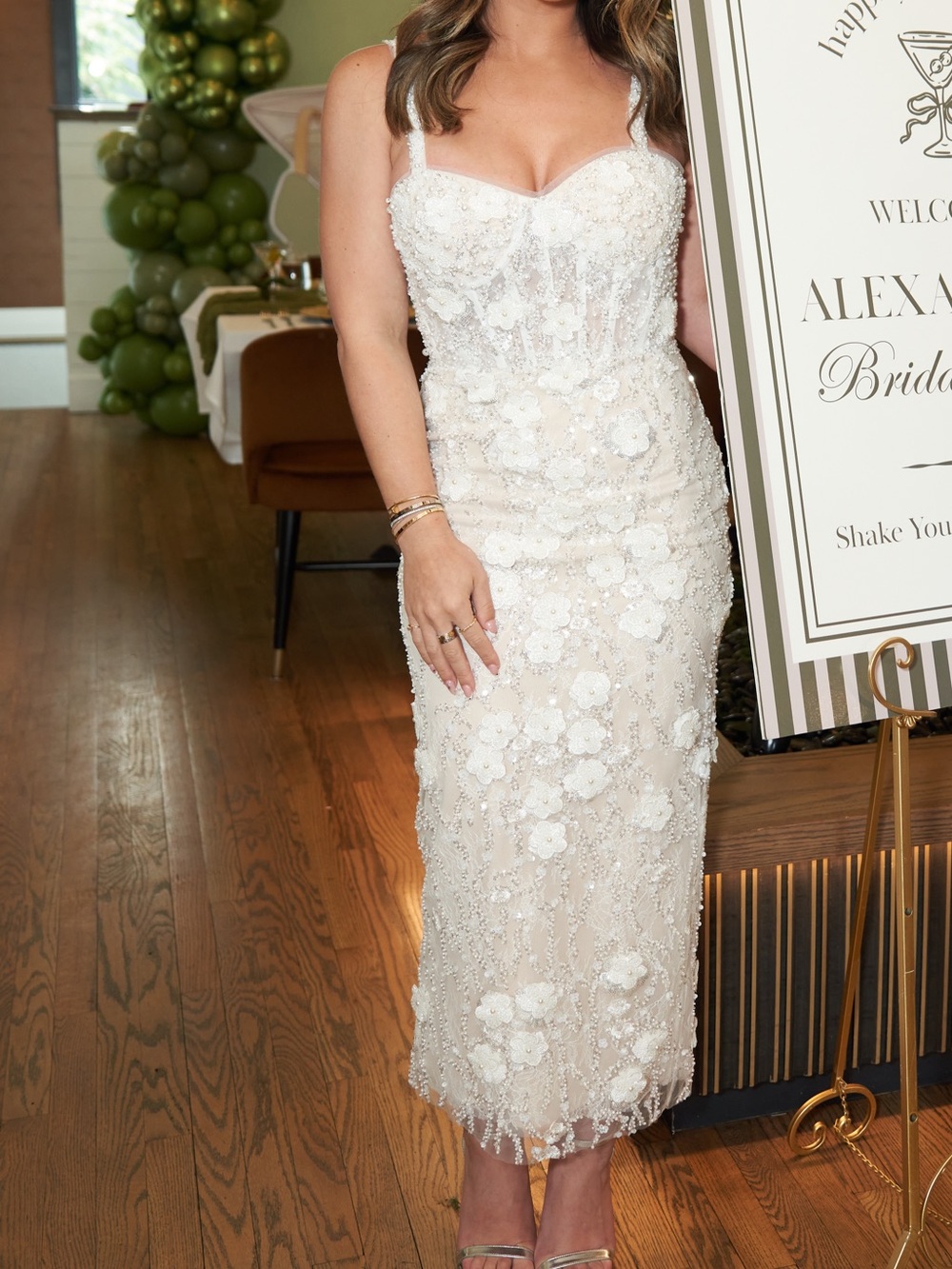 Mac Duggal Embellished Lace Sleeveless Midi Dress